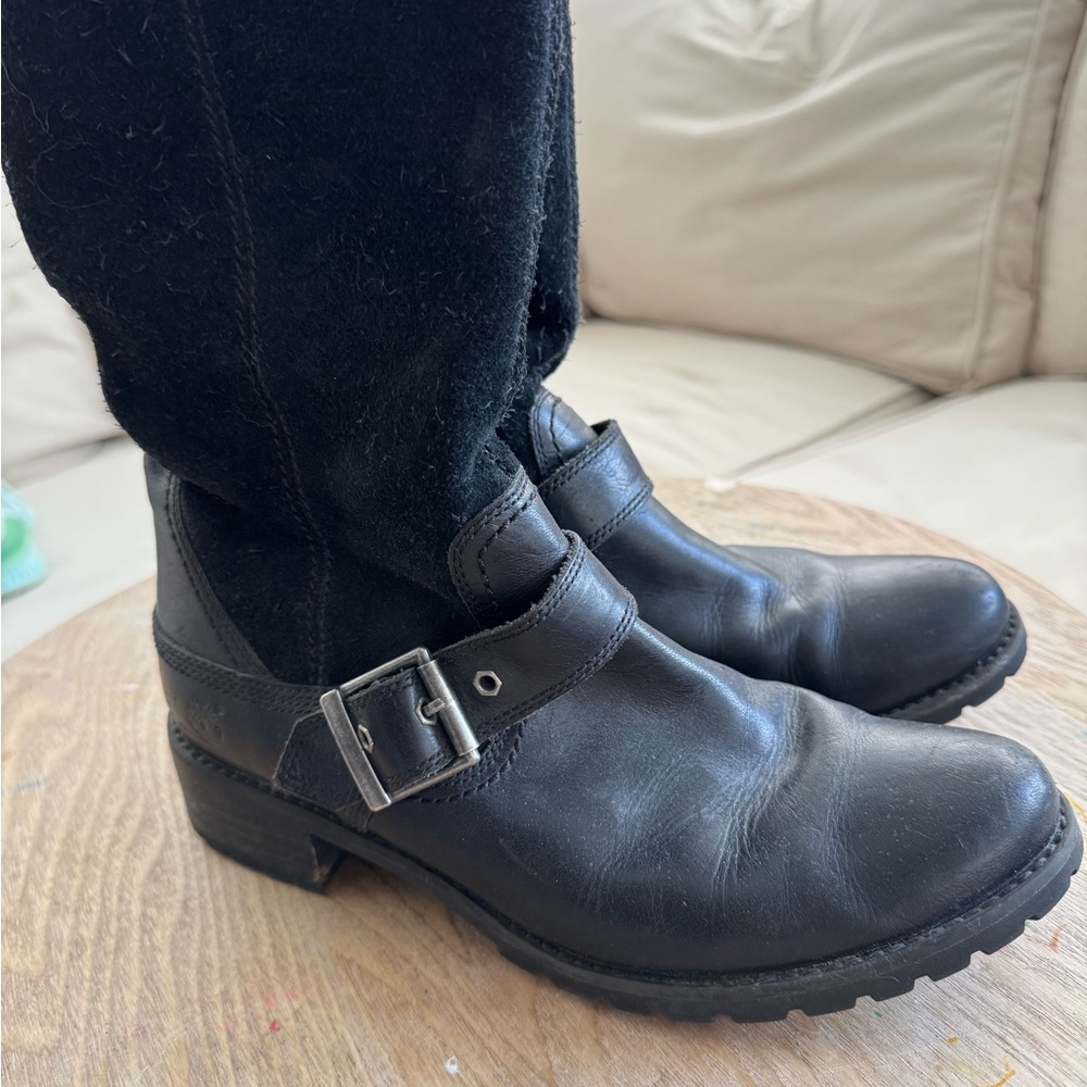 TIMBERLAND Women's Earthkeepers Bethel Tall Leather Suede Black Boots Size 8 - Picture 3 of 7